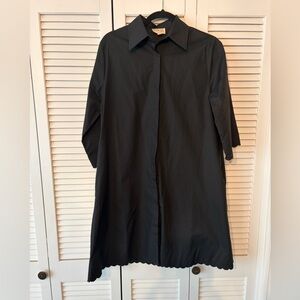 Before You, With Love Black Button-Front Shirt Dress with Scalloped Edges